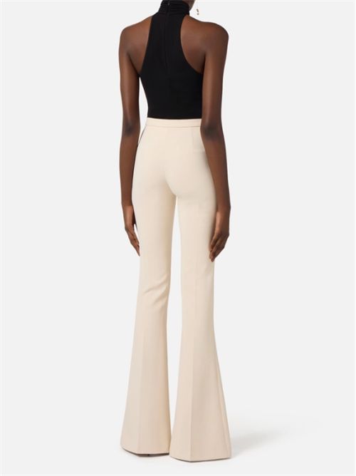 TROUSERS WITH CUT-OUTS AND SLITS ELISABETTA FRANCHI | PA15961E2E84 burro/nero